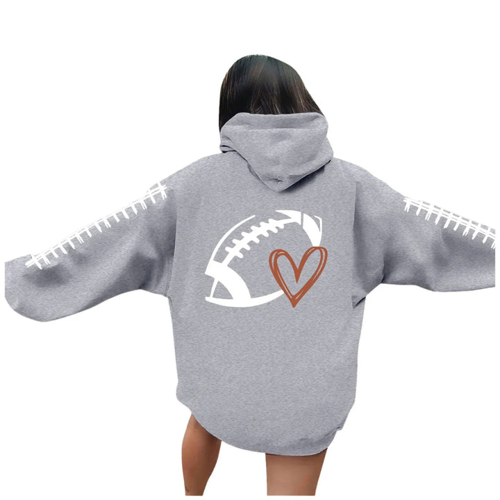 Damen Kapuzenpullover mit kreative Football-Motiv und lässigen Schnitt Drune