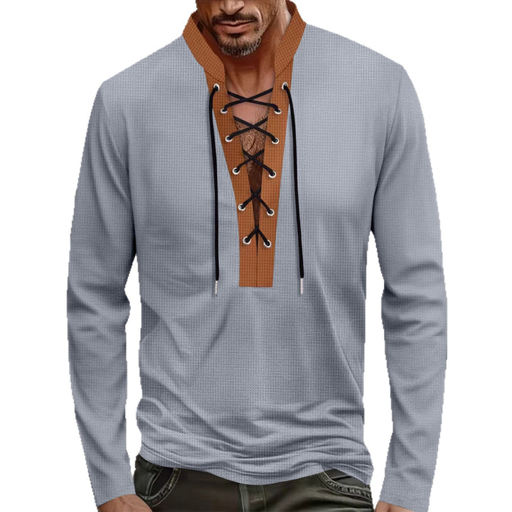 Herren modisches Langarmshirt mit Schnürung Drune