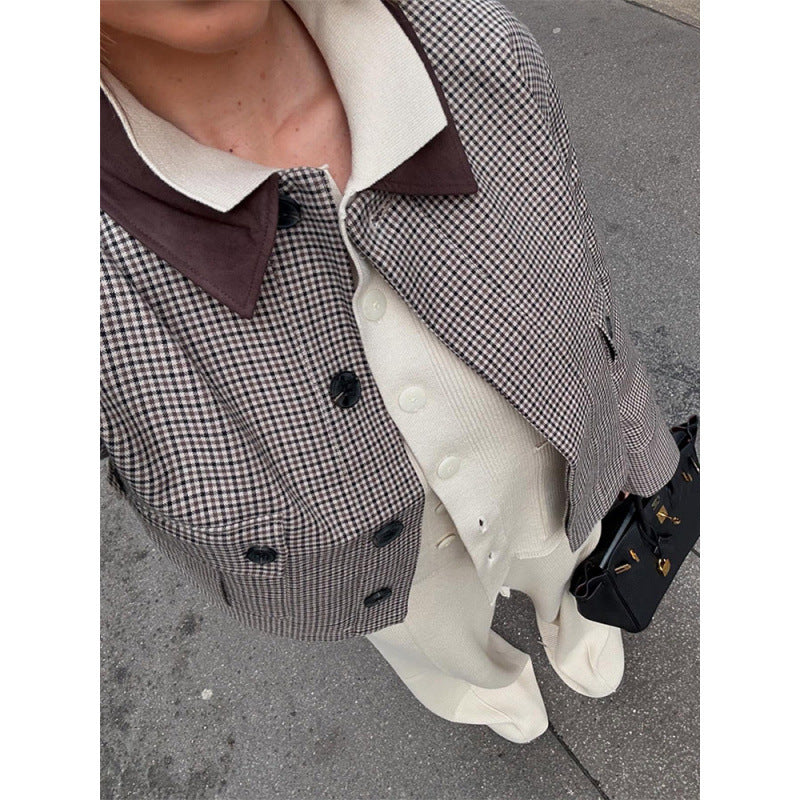 Damen elegante Karo-Jacke Drune