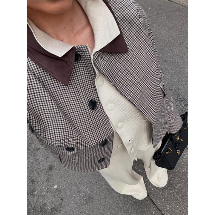 Damen elegante Karo-Jacke Drune
