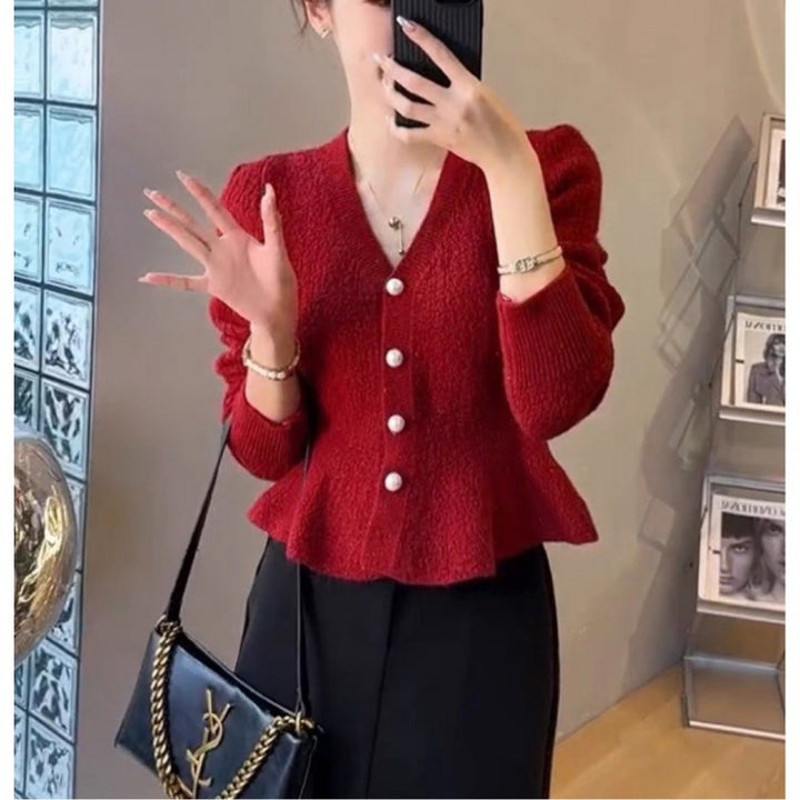 Damen Strickjacke mit dekorativen Knöpfen und eleganter Taillierung Drune