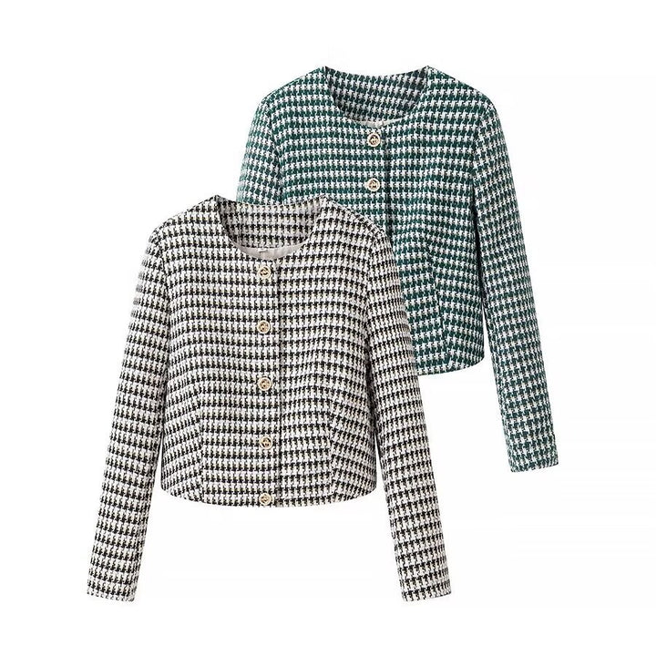 Damen Moderne Jacquardjacke mit knöpfbarem Design und klassischem Schnitt Drune