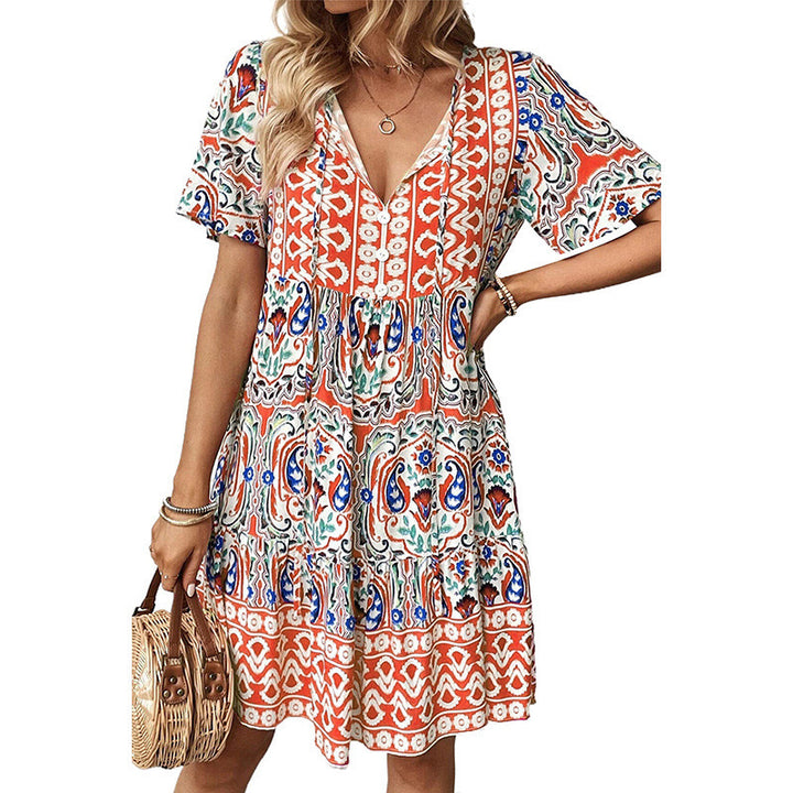 Damen Freizeitkleid mit verspieltem Blumendesign und leichter A-Linie Drune