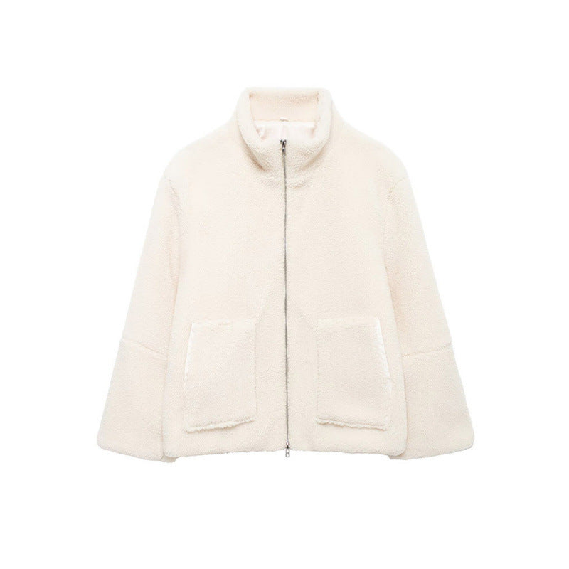 Damen Fleecejacke mit hochschließendem Kragen und Taschen Drune