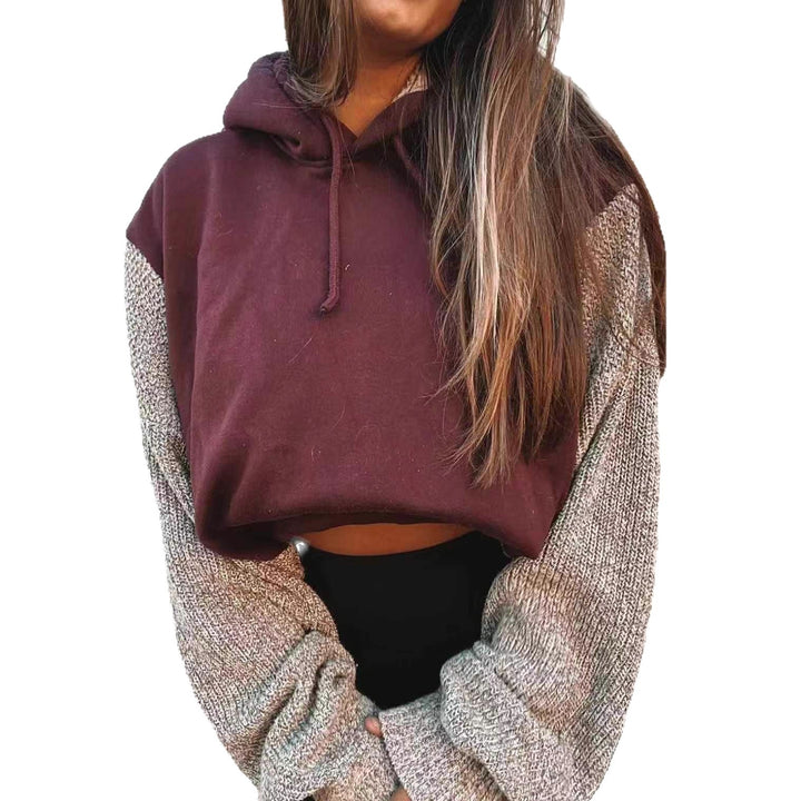 Damen lässiger Kapuzenpullover mit strukturierten Ärmeln Drune