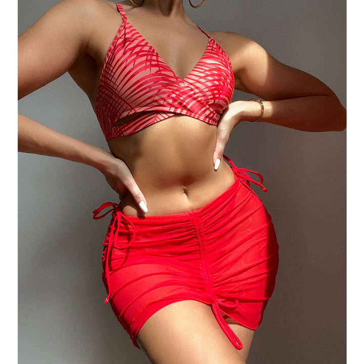 Damen Bikini-Set mit verspieltem Wickelrock und raffinierten Schnürdetails Drune