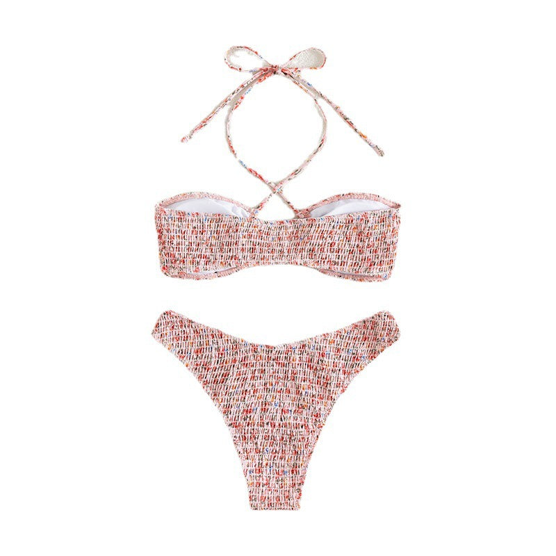 Damen Bandeau-Bikini mit modischem Wickeldesign und raffinierten Rückenschnüren Drune