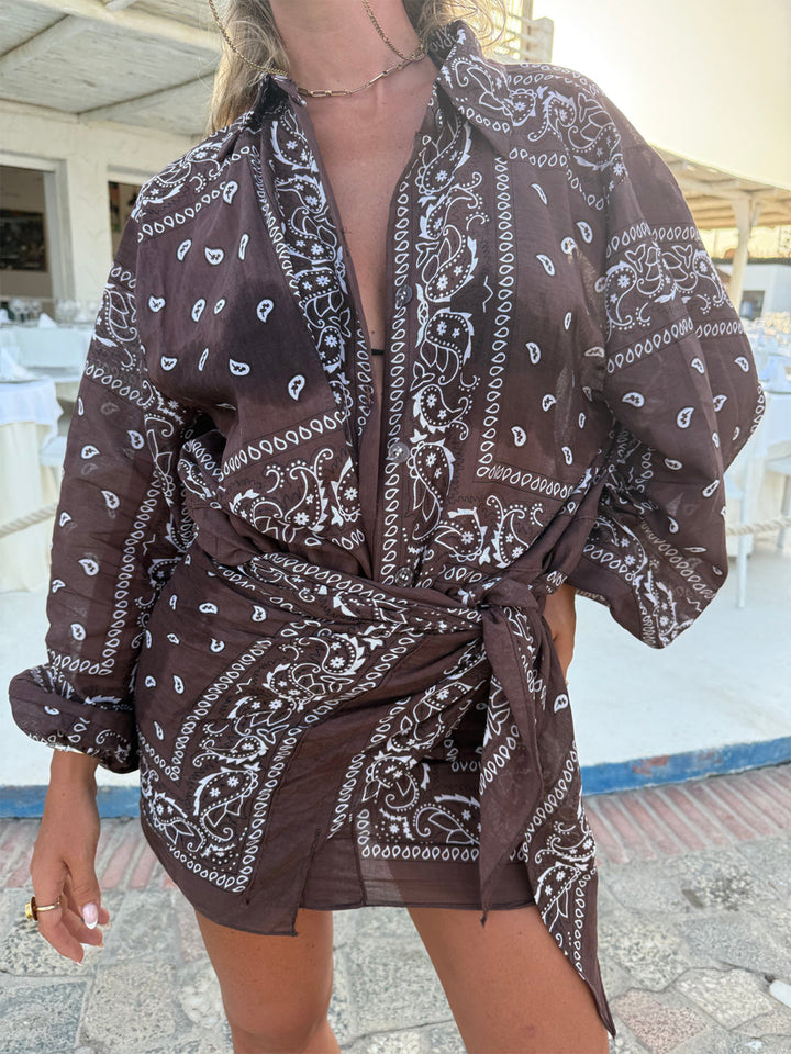 Damen Kimono-Jacke mit eleganter Bandana-Optik und taillierbarem Design Drune