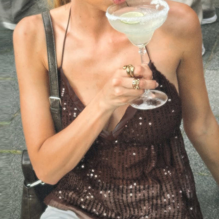 Damen glamouröses Top mit Paillettenverzierung Drune
