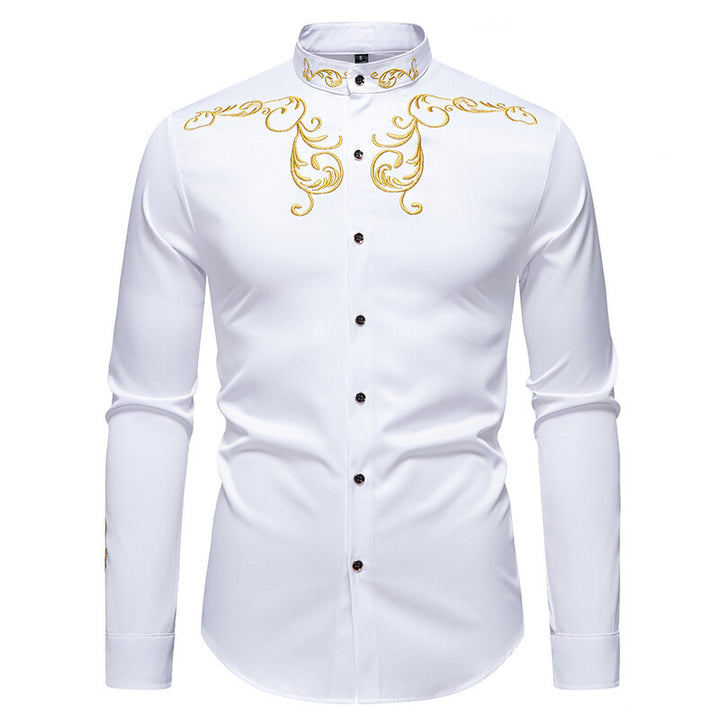 Herren Langarmshirt mit elegantem Stickereidesign Drune