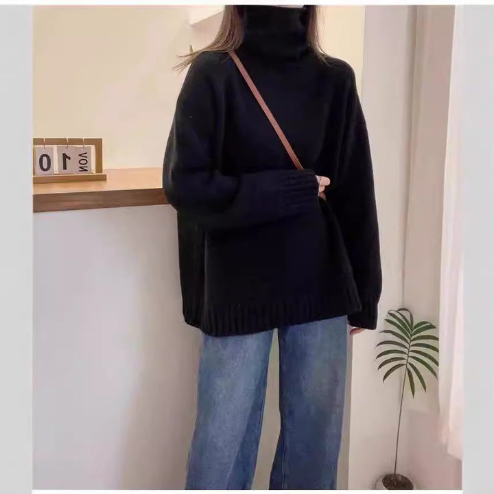 Damen Oversized Rollkragenpullover aus hochwertigem Strick Drune