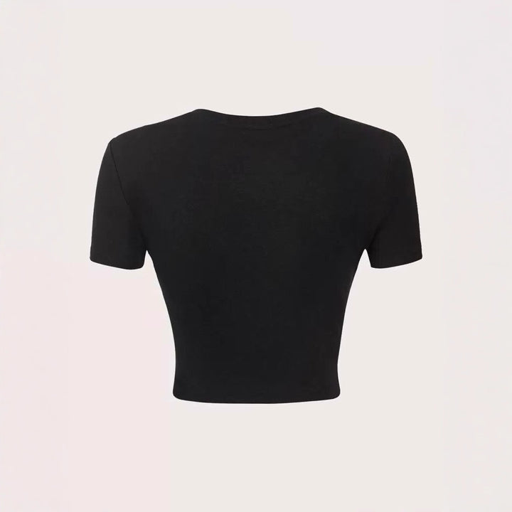 Damen Crop-Pullover mit kreativem Statementdruck Drune