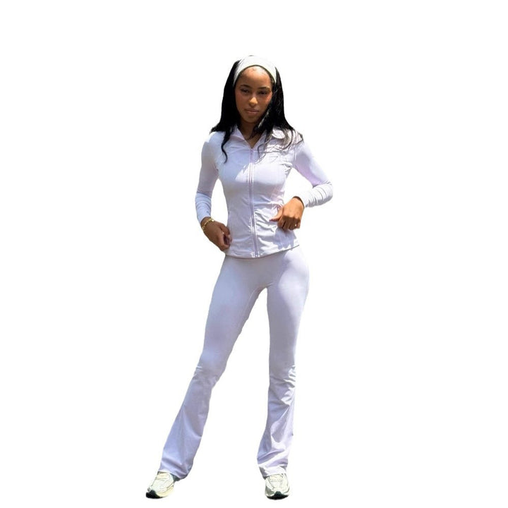 Damen Sportliches Freizeit-Loungewear-Set mit enganliegendem Langarmoberteil und hoher Taille Drune