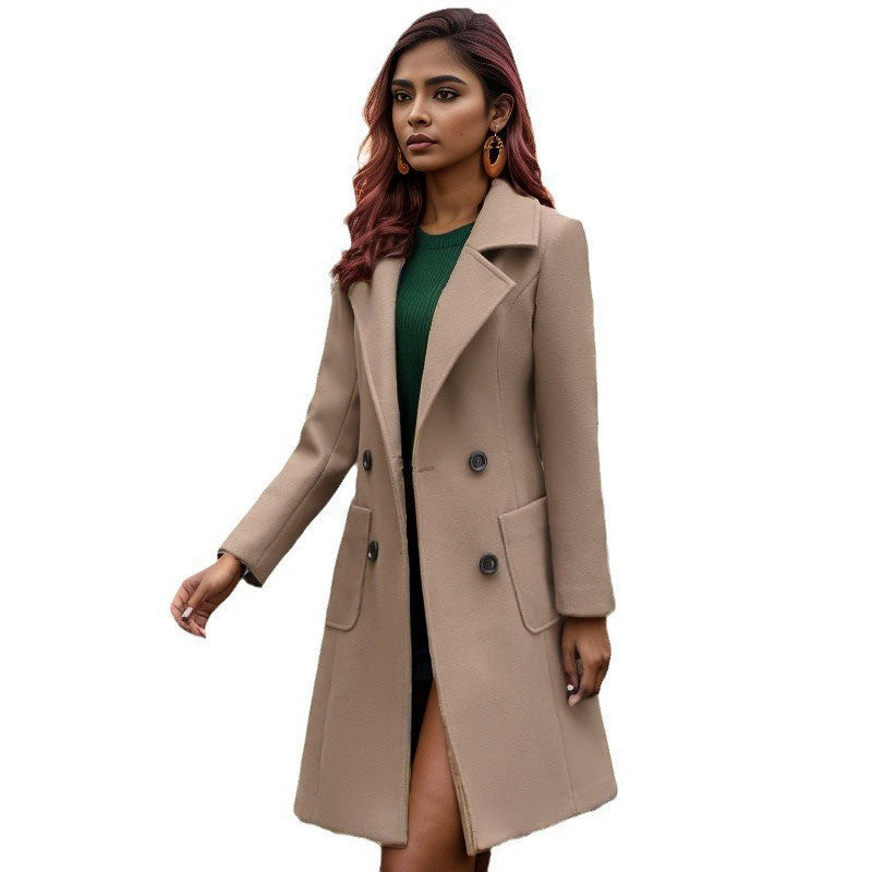 Damen Eleganter doppelreihiger Übergangsmantel Drune