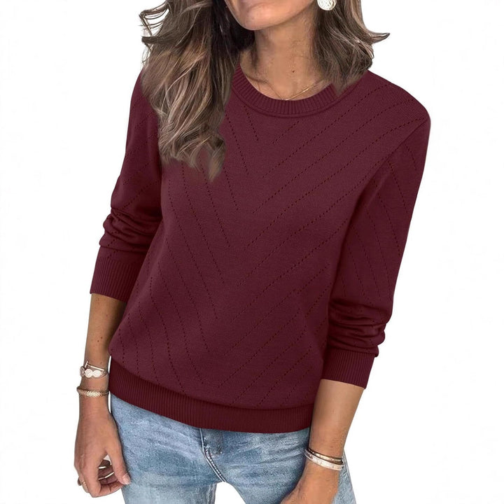 Damen Modischer Pullover mit strukturiertem Zickzack-Muster und lässigem Schnitt Drune