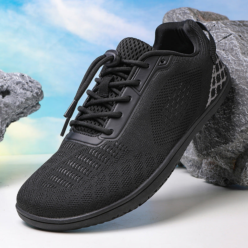 Unisex nan barfuß-inspirierter Strick-Sneaker mit elastischer Passform, Schnellzugkordel und griffiger Vollgummi-Laufsohle Drune