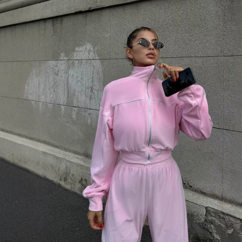 Damen modischer Fleecejacke und lässige Hose Set Drune