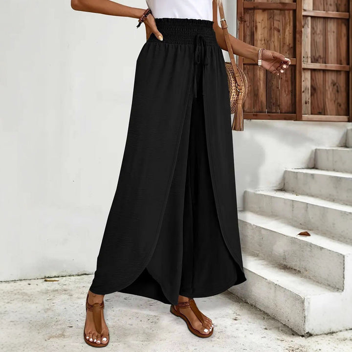 Damen Weit geschnittene High-Waist-Hose mit seitlichen Schlitzen Drune