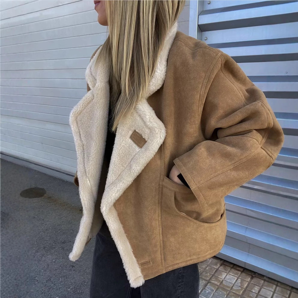 Damen Oversized-Winterjacke mit Plüsch Drune