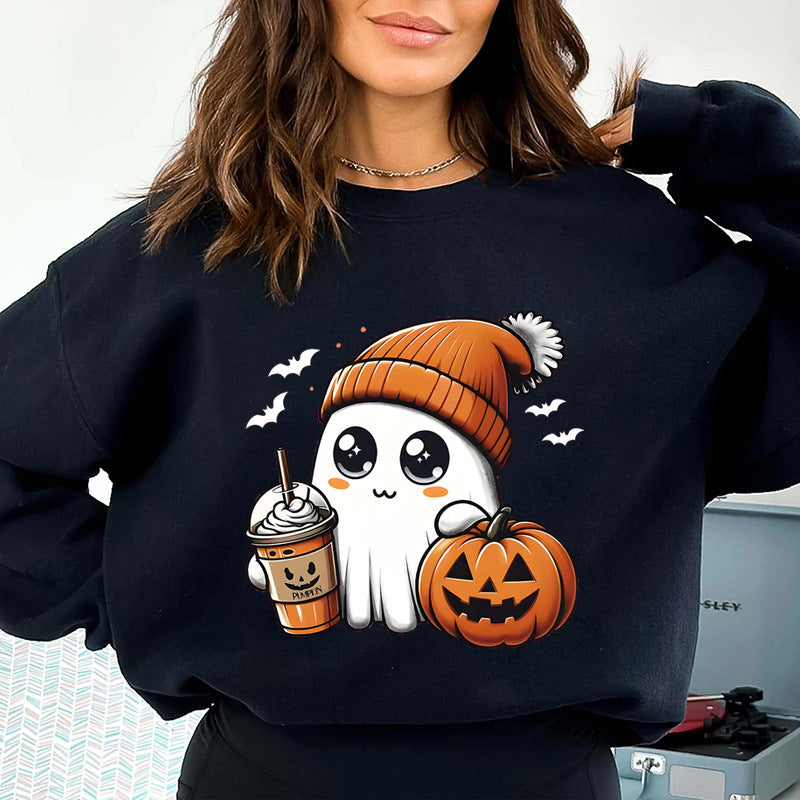 Damen Sweatshirt mit verspieltem Halloween-Grafikdesign Drune