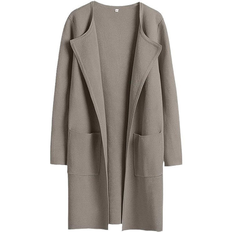 Damen modische Strickjacke mit offenen Front und praktischen Taschen Drune