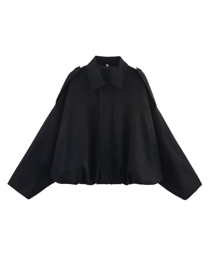 Damen Oversized Jacke mit lässiger Schnittführung und abnehmbaren Kragen Drune