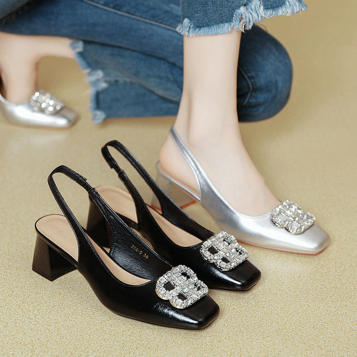 Damen Slingback-Pumps mit glamourösem Schmuckdetail und komfortablem Blockabsatz Drune