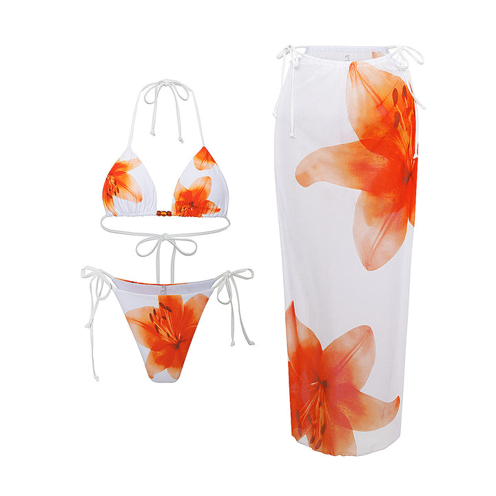 Damen Bikini-Set mit elegantem Wickelrock und modischen Blumenmustern Drune