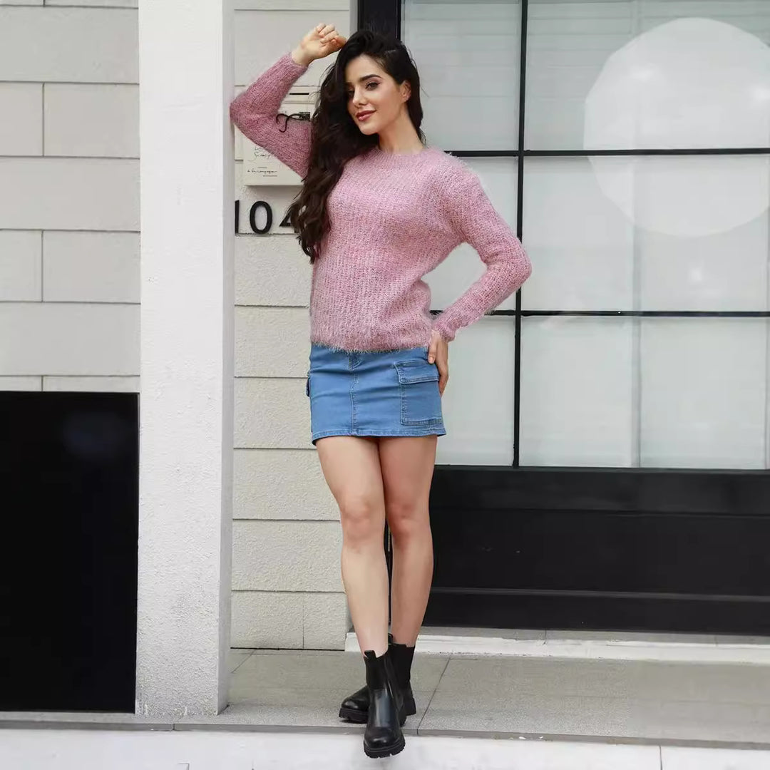 Damen Weicher Strickpullover mit lässigem Schnitt und feinem Strukturmuster Drune