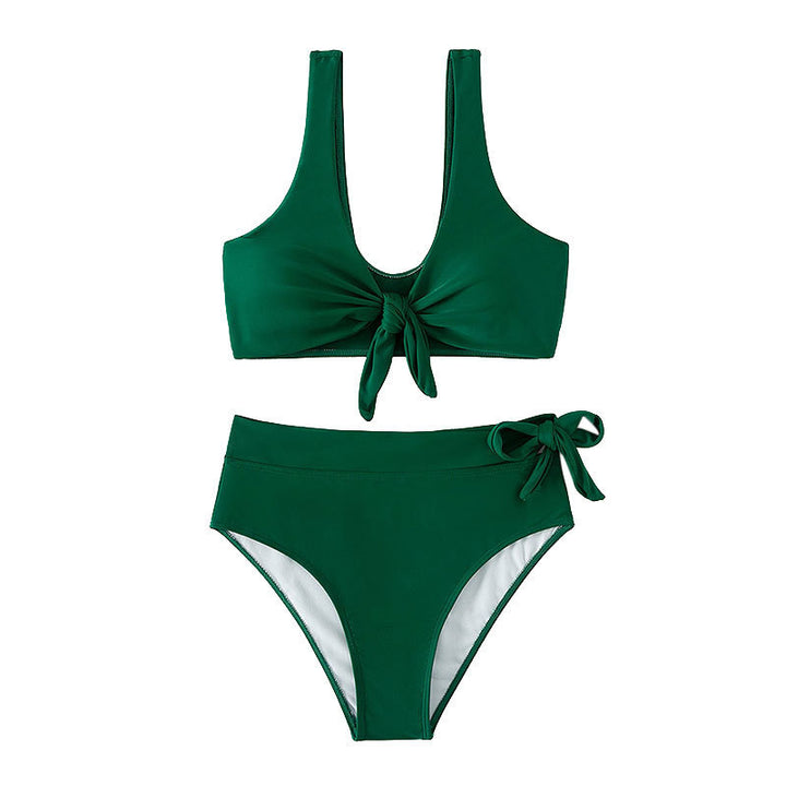 Damen Hochgeschnittener Bikini mit verstellbarem Knoten Drune