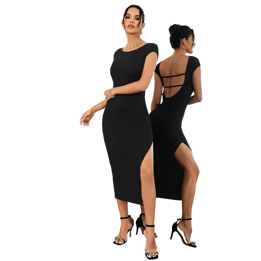 Damen Midi-Kleid mit seitlichem Schlitz und eleganter Rückenpartie Drune