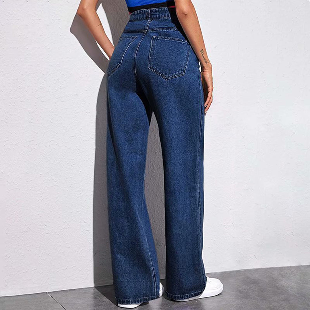 Damen Weite High-Waist Jeans im lässigen Schnitt mit eleganten Details Drune
