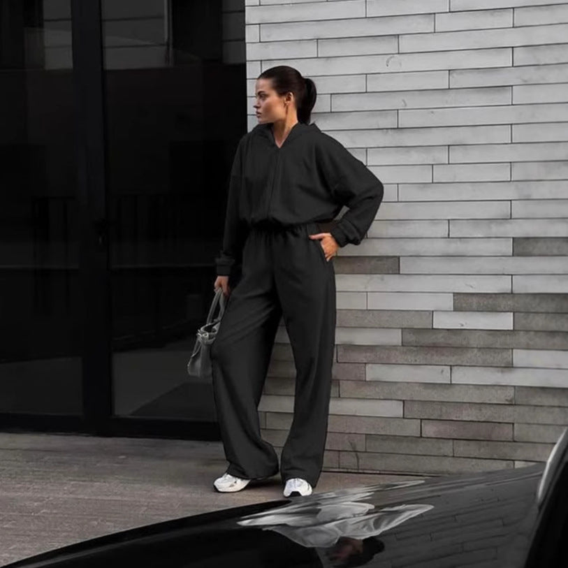 Damen Gemütlicher Fleece-Jumpsuit mit praktischen Taschen Drune