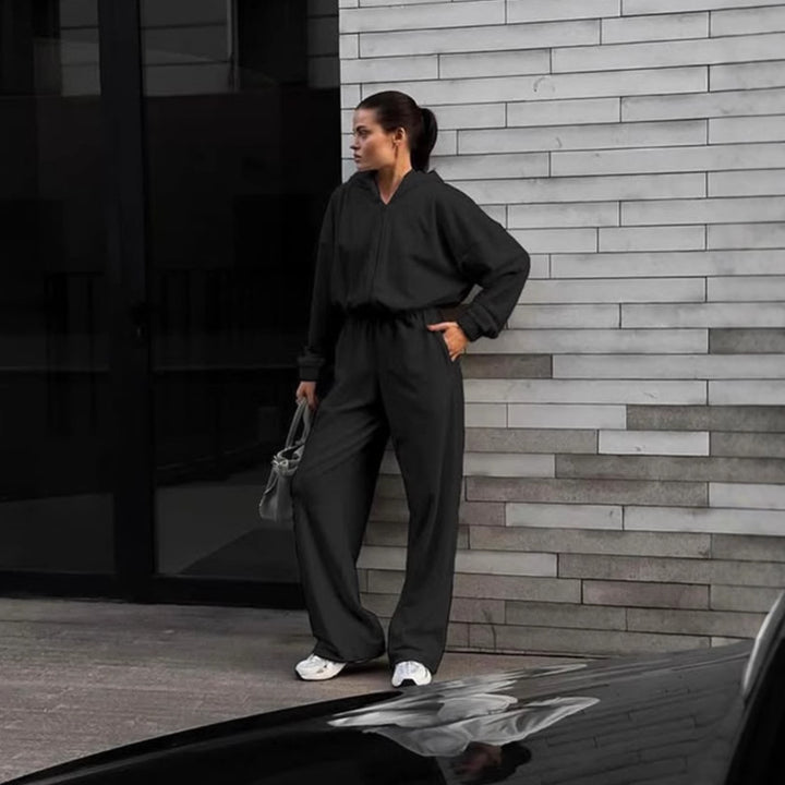 Damen stylischer Kapuzenoverall aus weichem Material mit bequemen Bündchen Drune
