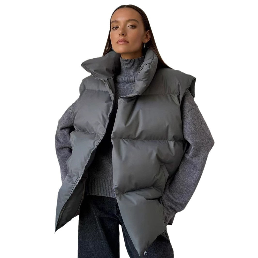 Damen Steppweste mit hohem Kragen und Taschen Drune
