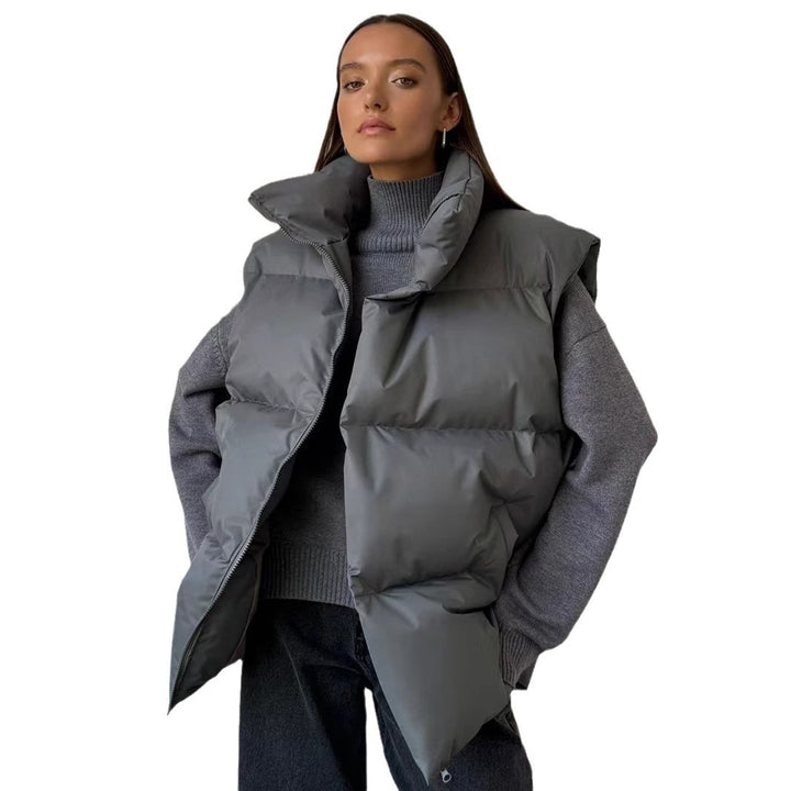 Damen Steppweste mit hohem Kragen und Taschen Drune