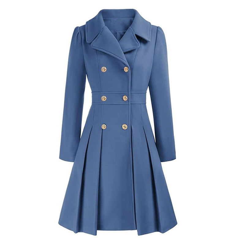 Damen Eleganter Trenchcoat mit tailliertem Schnitt und Plissee-Detail Drune