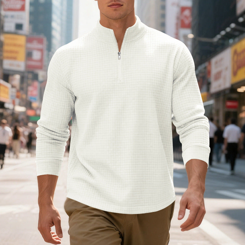Herren sportlicher Pullover mit Halbreißverschluss und strukturierter Oberfläche Drune