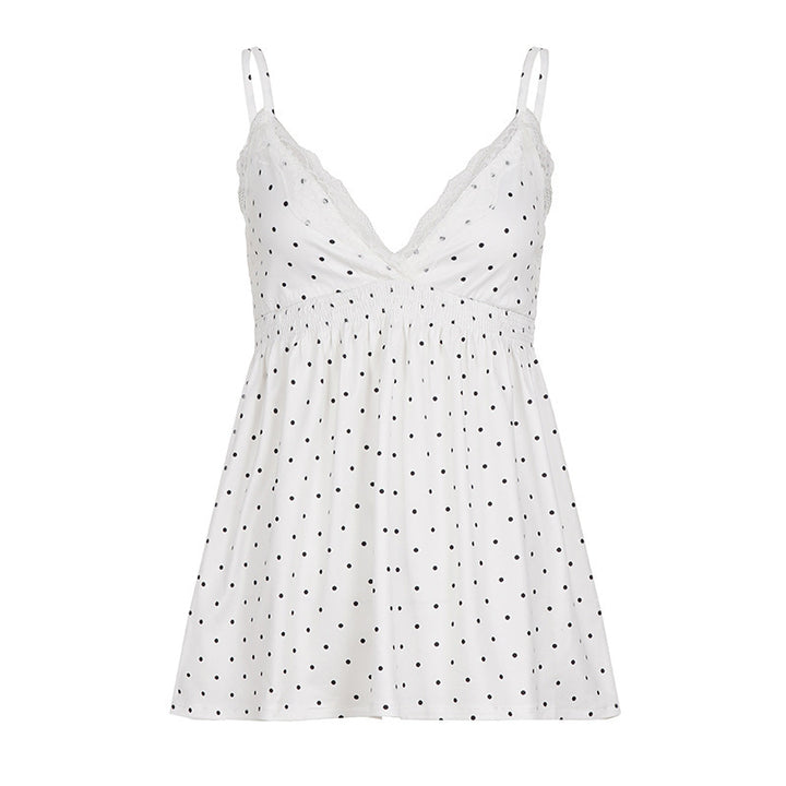 Damen Spaghetti-Top mit floralem Spitzenbesatz und elastischem Bund Drune