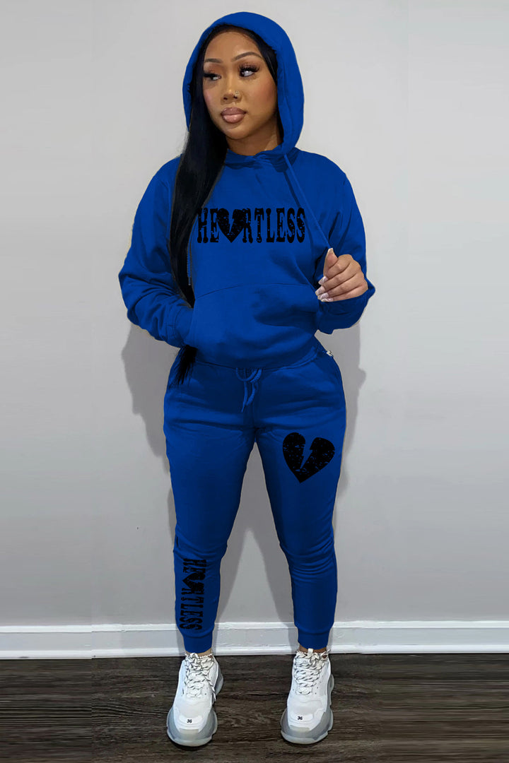 Damen Kapuzenpullover und Jogginghose Set mit auffälligem Graffiti-Design Drune