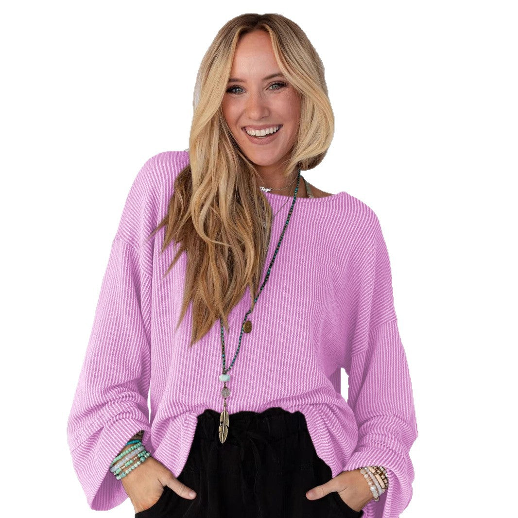 Damen lässiges Oversize-T-Shirt mit strukturiertem Muster Drune