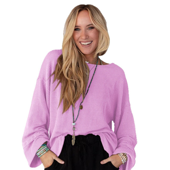 Damen lässiges Oversize-T-Shirt mit strukturiertem Muster Drune