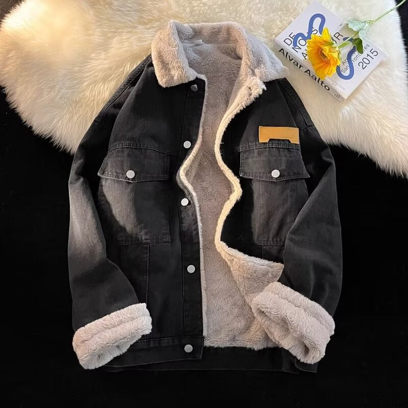 Damen gefütterte Denimjacke mit stylischem Kragen und praktischen Taschen Drune