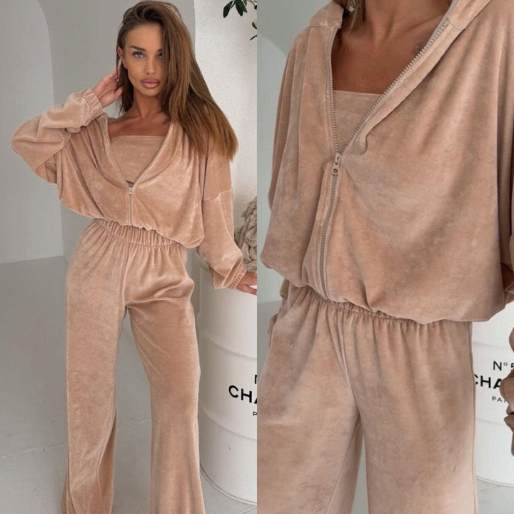 Damen weiches Lounge-Set mit weitem Schnitt und elegantem V-Ausschnitt Drune