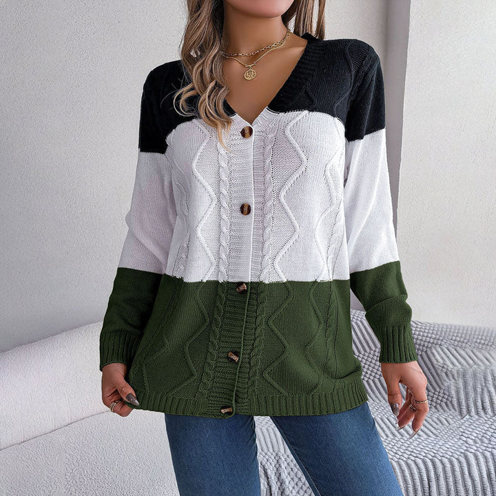 Drune | Farbblock Strickjacke Mit Modischem Stil