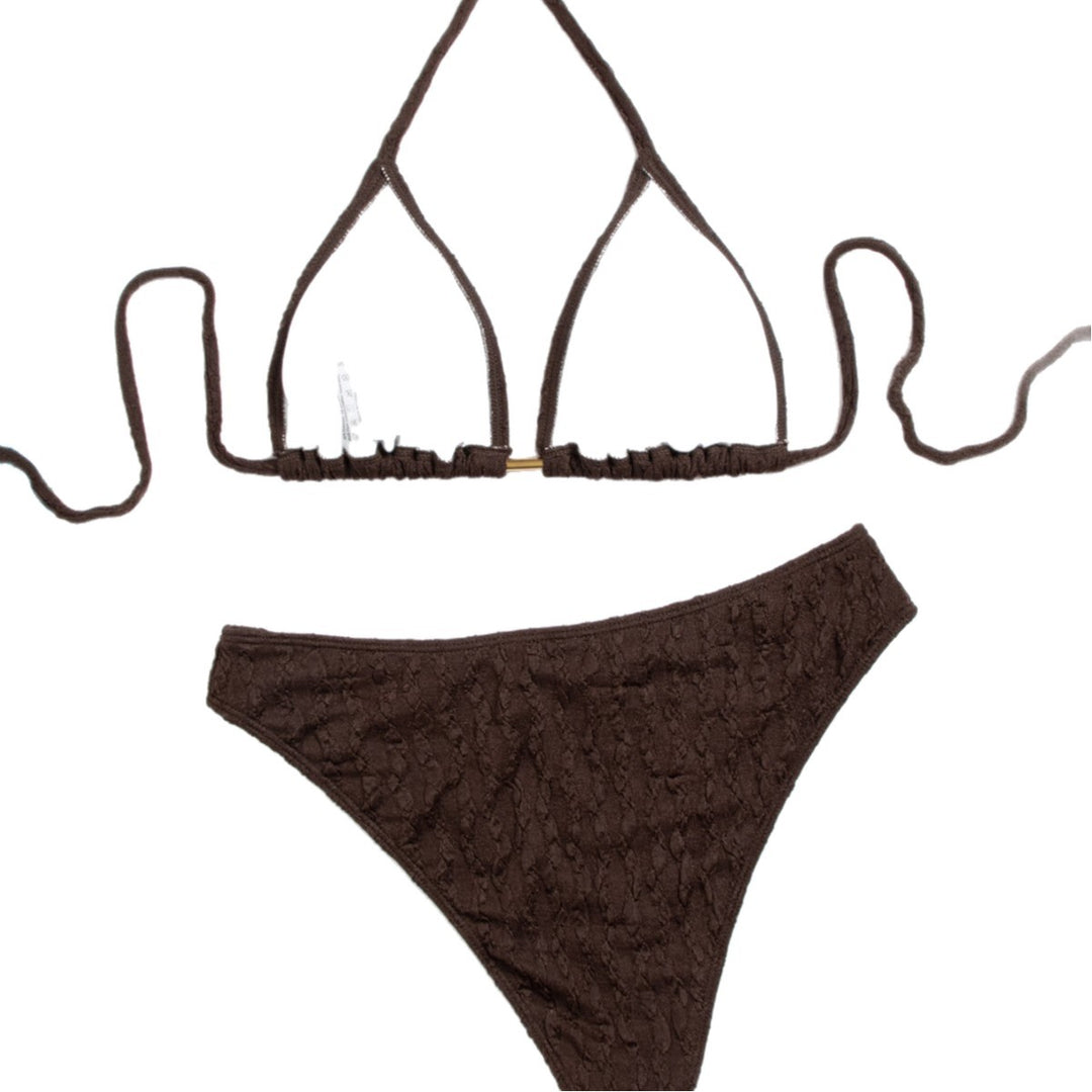 Damen Triangel-Bikini mit raffiniertem Strukturdesign und verstellbaren Trägern Drune