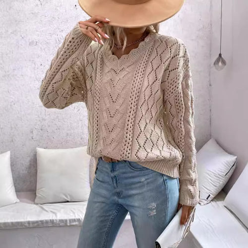 Damen Lässiger Strickpullover im Ajour-Design Drune