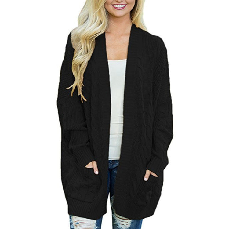 Damen Grobstrick Cardigan mit tiefen Taschen und eleganter Struktur Drune