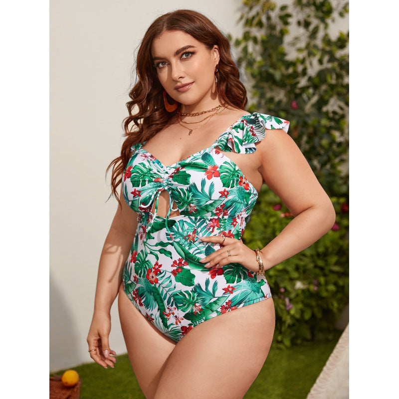 Damen Badeanzug mit Rüschen und modischem Blumenmuster Drune