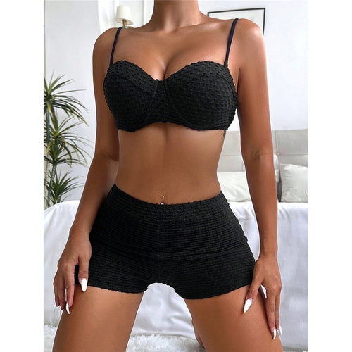 Damen Bikini-Set mit gepolstertem Oberteil und High-Waist Shorts Drune